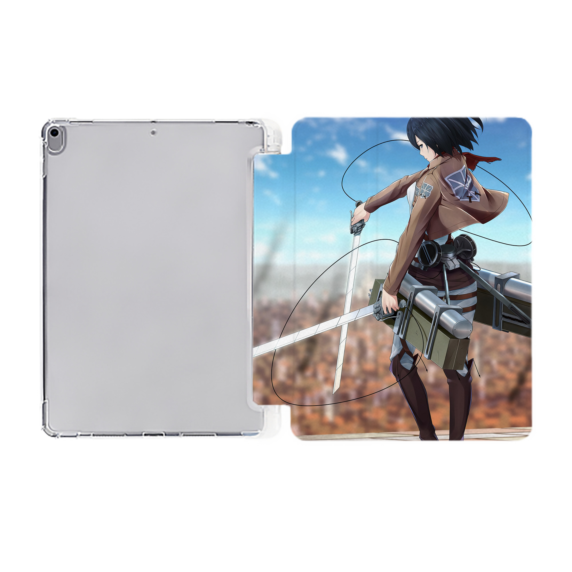 （画像用） 進撃の巨人 Attack on Titan IPad ケース ペン収納付き 三つ折りスタンド PUレザー×シリコン 対応機種9.5/10.5/10.9インチ